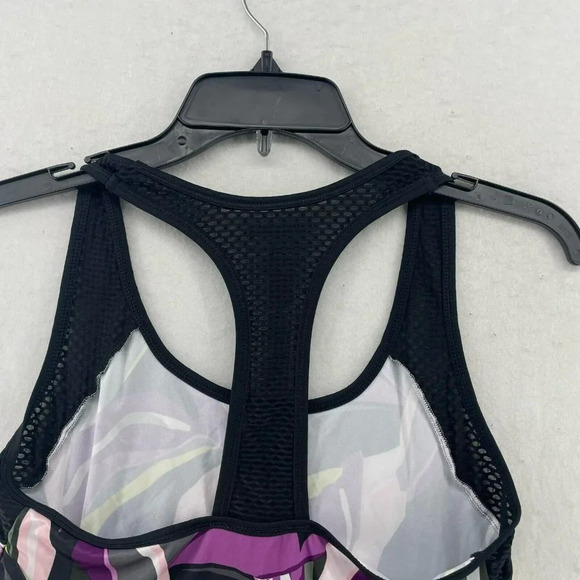 Lotto Tank Top Women’s Sz S Purple Black Popflower Print Racerback Athleisure - Picture 8 of 12